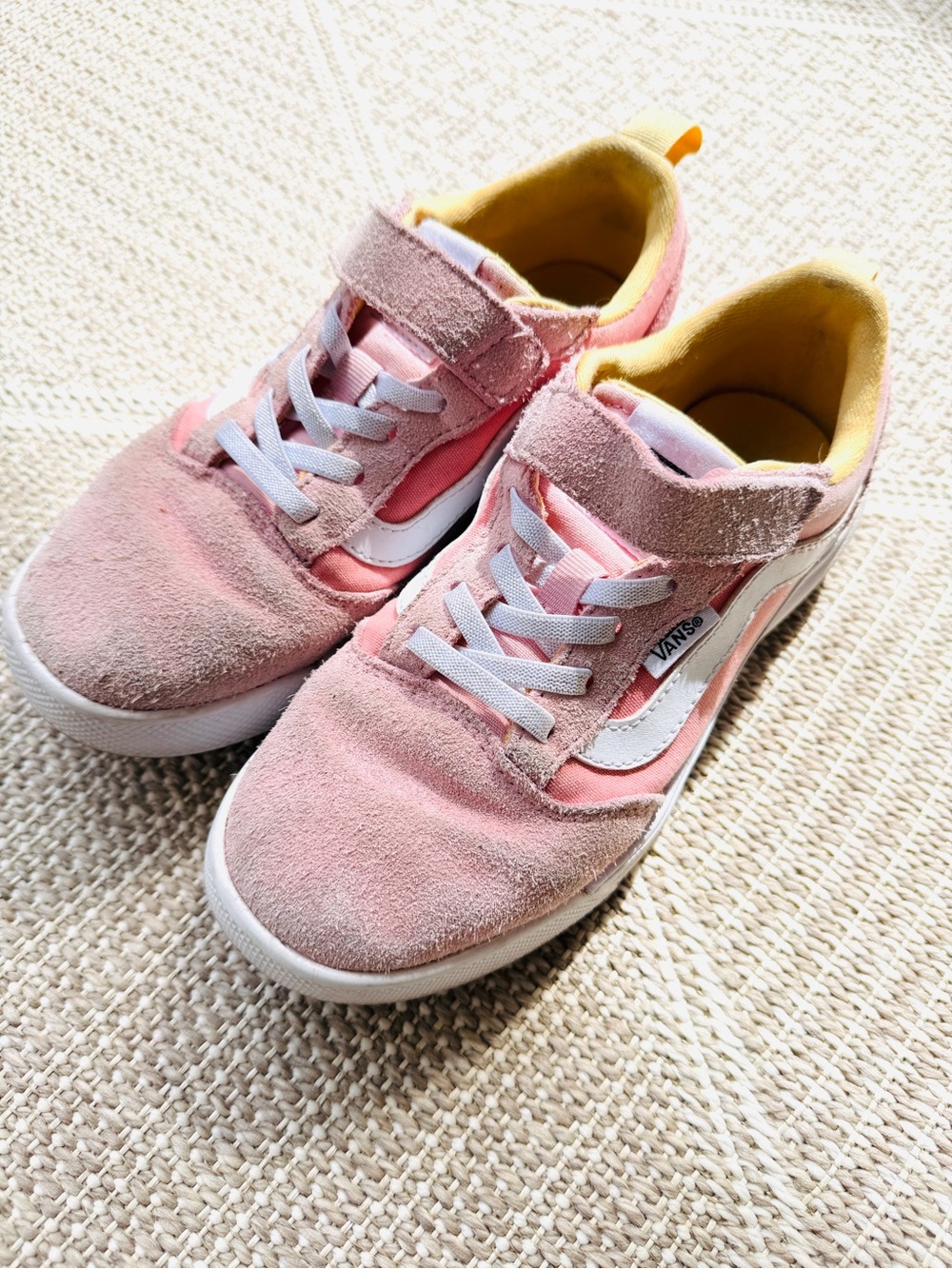 Vans Kids Pink Suede & Canvas Sneakers with Yellow Lining